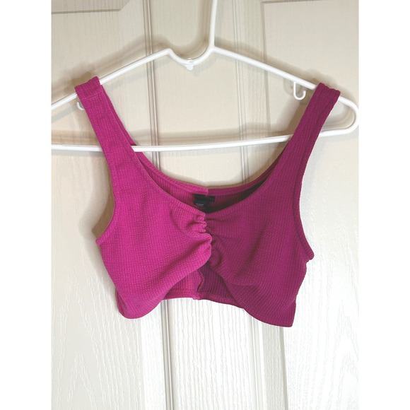 wild fable Tops - Wild Fable Two Tone Pink Magenta Ribbed Cinched Front Crop Top Small